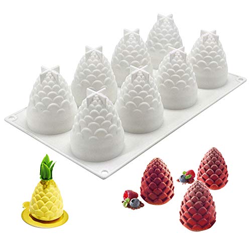 Ziyero 3D Weihnachten Tannenzapfen Kuchen Schimmel Kiefernzapfen Silikonformen Tannenzapfen 3D Mousse Form für Weihnachten, Verzieren Kuchen, Gelee, Süßigkeiten, Schokolade, Seife, Eiswürfel Usw—Weiß von Ziyero