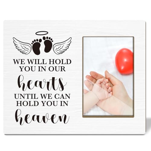 Gedenk-Bilderrahmen – We Will Hold You In Our Hearts, Geschenke für Baby-Eltern-Bilderrahmen, 10,2 x 15,2 cm, Holz-Bilderrahmen für Tischplatte oder Wand, Trauergeschenke, Trauergeschenke, 40 Stück von Ziyouza