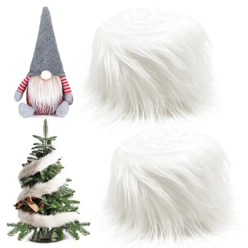 2 Stück Kunstfell Bordüre Kunstpelz Band Fellstoff, Kunstfell Band Kunstpelz Fellstoff, Kunstfell zum Basteln, Dekoband Plüsch Trim Stoffrolle fur Gnome Beard Santa Hair Dwarf DIY Dekoration 10x150cm von Zkaoai