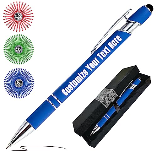 Zkgiftsdz Kugelschreiber Personalisiert mit Gravur Personalisierte Kulis Stift mit Namen Logo Wunschtext-Von 1 bis 500 Stück Schwarz von Zkgiftsdz