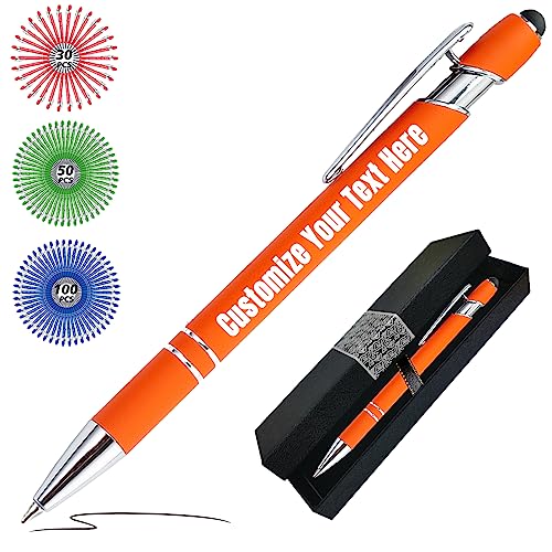 Zkgiftsdz Kugelschreiber Personalisiert mit Gravur Personalisierte Kulis Stift mit Namen Logo Wunschtext-Von 1 bis 500 Stück Schwarz von Zkgiftsdz