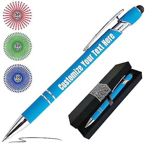 Zkgiftsdz Kugelschreiber Personalisiert mit Gravur Personalisierte Kulis Stift mit Namen Logo Wunschtext-Von 1 bis 500 Stück Schwarz von Zkgiftsdz