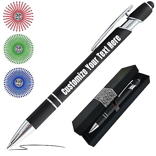 Zkgiftsdz Kugelschreiber Personalisiert mit Gravur Personalisierte Kulis Stift mit Namen Logo Wunschtext-Von 1 bis 500 Stück Schwarz von Zkgiftsdz