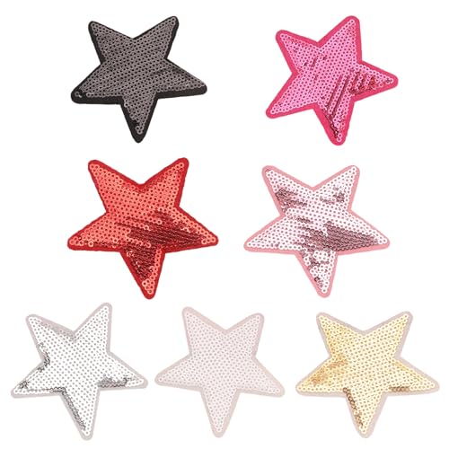 7 Stück glitzernde Pailletten Stern Stoffapplikation Kleidung Zubehör für Nähprojekte und Bastler 7 Stück glitzernde Pailletten Stern Stoffapplikation Kleidung Zubehör für Nähprojekte und Bastler von Zktfyshk