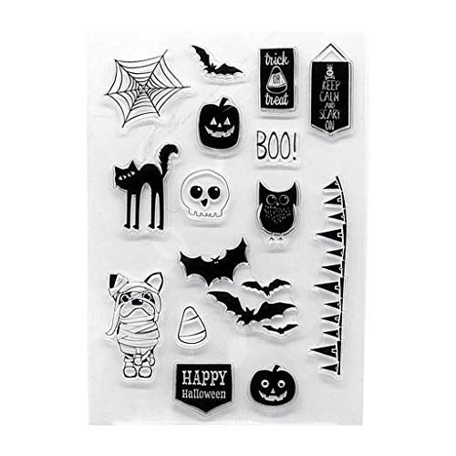 Transparente Halloween-Stempel für Kartenherstellung, Scrapbooking, Kartenherstellung, transparenter Stempel, Silikonstempel, Fotoalbum, Dekoration von Zktfyshk