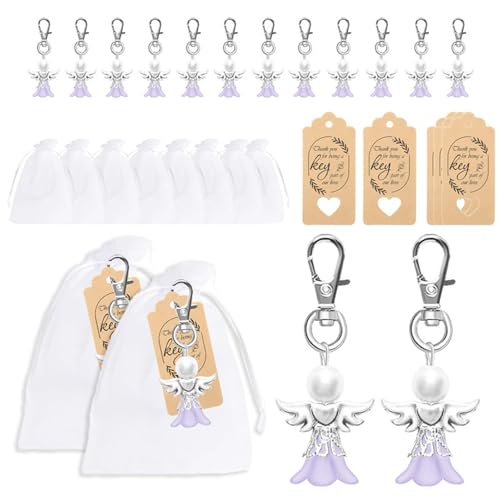 Zktfyshk Cherub Schlüsselanhänger-Set mit Tasche, Engel-Anhänger, Hochzeit, Taufe, Schlüsselanhänger, Gastgeschenk für Party von Zktfyshk