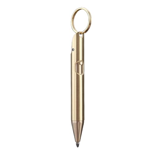 Zktfyshk Messing-Kugelschreiber, einziehbarer Kugelschreiber mit Schlüsselanhänger, Reise-Taschenstift, 1,0 mm, Schreibstift für Männer und Frauen von Zktfyshk