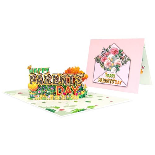 Zkydhbd 3D Popup Karte Happy Parent Day Vatertag Karten für Mama Papa Postkarten mit Umschlag Kleine Karten Segen von Zkydhbd