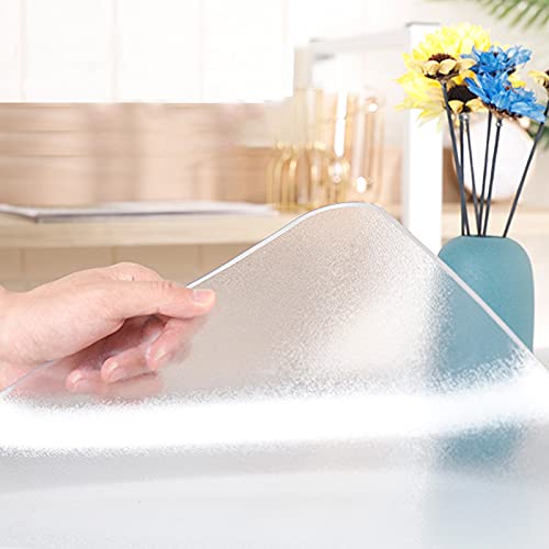 Zlovne Interne Transparente Externe Frosted Tischdecke Tischfolie,Transparente Tischdecke Tischschutz 1mm Dick,PVC-Matt Schreibti Schutzfolie Abwischbar,mit Abgerundeten Ecken (110x150cm/43x59inch) von Zlovne