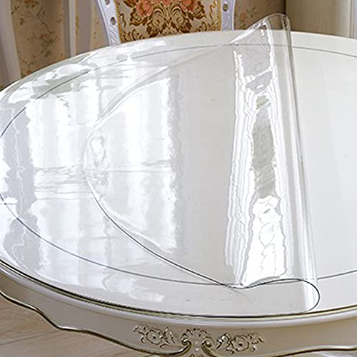 Zlovne Runde Glasklar PVC Folie,Einfach zu Säubern Transparente Tischdecke,1,5 mm Dickes Tischdecke Tischfolie,für Küche Kaffee Büro Esstisch Tischabdeckung,Messdurchmesser (Diameter 118cm/46.5inch) von Zlovne