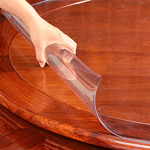 Zlovne Runde PVC Folie Clear Plastic Tablecloth,wasserdichte Transparente Tischdecke aus Weichem Glas,Indoor Esstisch Table Cover Protector,Dicke 1mm,60-155cm Durchmesser (Diameter 125cm/49inch) von Zlovne