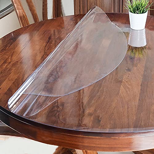 Zlovne Runder PVC Folie Schutzfolie 3 mm Dicke,wasserdichte Transparente Tischdecke,Waschbare Hochglanz Tabelle Beschützer,60° Abschrägung,Schutzarm,Tischdecke Tischfolie (Diameter 110cm/43inch) von Zlovne