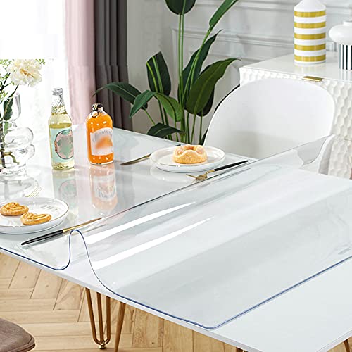 Zlovne Tischfolie Tischabdeckung,3mm Dicker Transparente Tischdecke,60° Fase,Runder Eck Tischschutz,Geeignet für Schwangere Frauen Kinder und ältere Menschen,Weiche Schutzfolie (90x200cm/35x79inch) von Zlovne