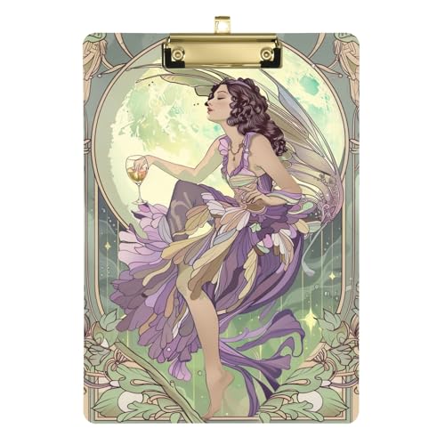 Fairy Art Klemmbretter, niedriges Profil, niedliche Klemmbretter für Frauen, A4, Briefgröße, 31,8 x 22,9 cm, goldfarbener Clip von Zltegako