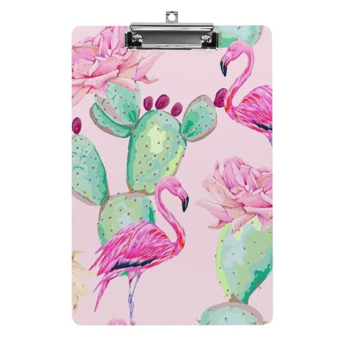 Flamingo Acryl-Klemmbrett mit niedrigem Profil, Metallclip, Schulbedarf, Klemmbrett von Zltegako