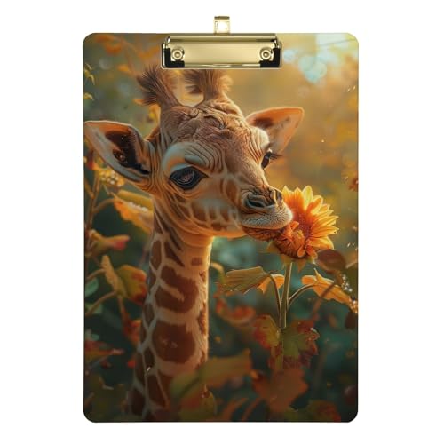 Giraffe Sonnenblume Klemmbretter, Acryl-Klemmbrett für Kinder, A4 Briefgröße 31,8 x 22,9 cm, Goldclip von Zltegako