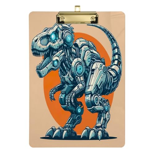 Klemmbretter Roboter Dinosaurier Orange Low Profile Klemmbretter für Klassenzimmer, A4 Briefgröße 31,8 x 22,9 cm, Goldclip von Zltegako