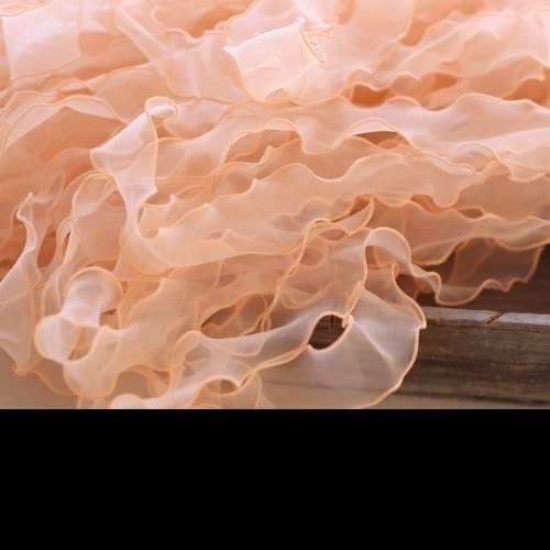 Applikationen und Verzierungen, 2 Yards, 5 cm, rosa, weiß, Chiffon-Spitzenstoff, Rüschenbesatz, Band, Kleiderkragen, Applikation, Blumenverpackung, DIY-Nähdekor(Orange) von ZlyxLzq