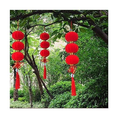 Chinesische Laternen, Papierlaternen, Neujahrslaterne, chinesische kleine rote chinesische Laterne, Beflockung, DIY-Handwerk, niedliche chinesische Kunststoff-wasserdichte Gartenlaterne, Dekoration, h von ZlyxLzq