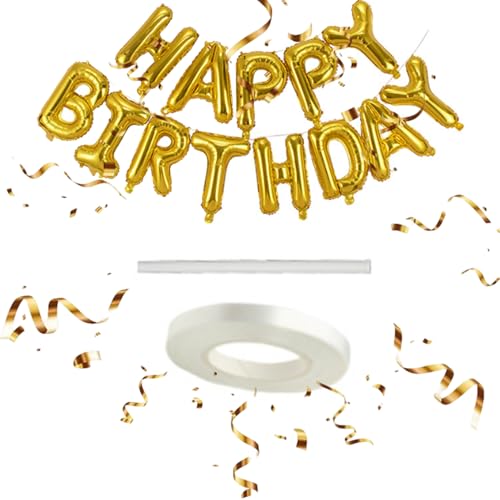 3D Gold Happy Birthday Luftballons Kits für Kinder Jungen Männer Erwachsene Gold Geburtstag Dekorationen Gold Happy Birthday Luftballons Gold für Geburtstag Party Supplies von ZmdecQna