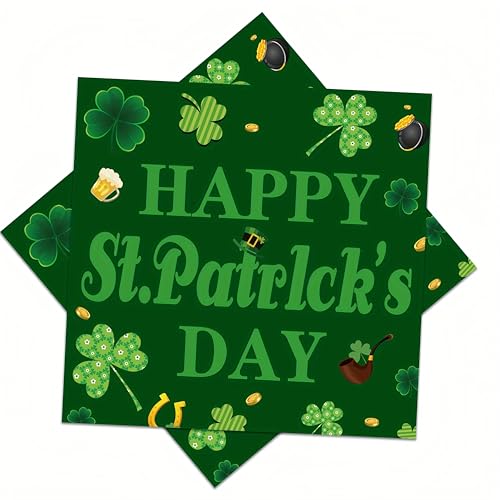 20 Stück Happy St. Patricks Day Servietten Papier, St. Patricks Day Dinner Tischdekorationen Servietten Irisches grünes Kleeblatt 2-lagige Servietten Einweg-Servietten St. Patricks Day Party von Zmupl