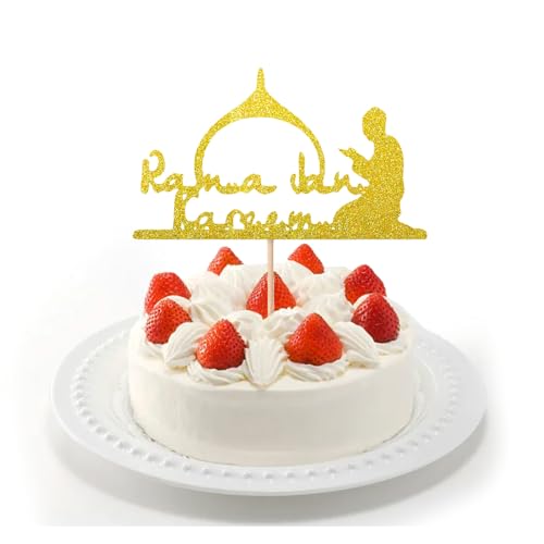 Ramadan Kareen Cake Topper, Ramadan Dekorationen Cake Topper Glitter Gold Ramadan Kuchen Dekorationen Moschee Muster Kuchen Topper Obst Picks Islamische Muslimische Party Supplies von Zmupl