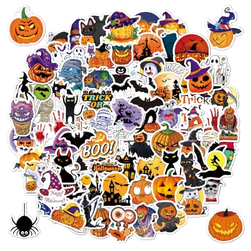 Zmupl 100 Stück Halloween Sticker Aufkleber Wasserdicht für Geschenk Gitarren Skateboard Fahrrad Deko, Halloween Aufkleber Sticker für Mädchen & Jungen von Zmupl