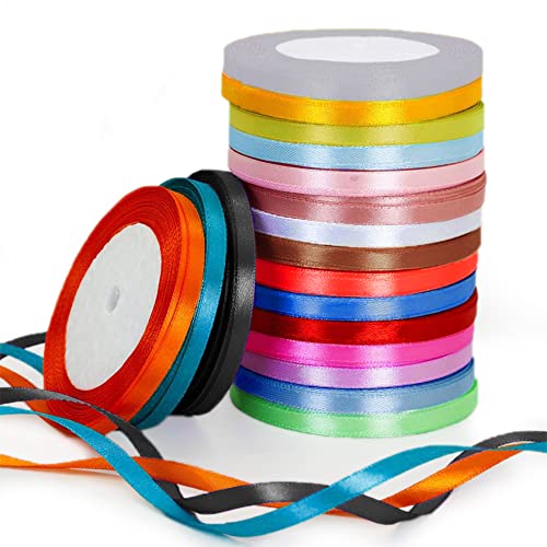 18 Farben 22m X 10mm, Polyester Satinband, Schleifenband Dekoration Geschenkband Bänder zum Basteln, für Heimwerkerkunst handwerk, Geschenk Verpackung, Hochzeitsdekoration von Znamhee