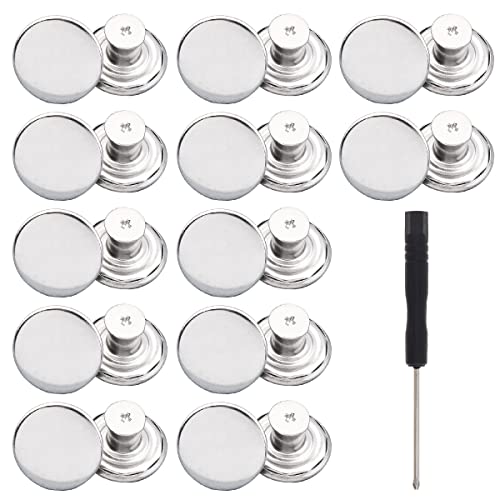 ZningEsxi Hosenknöpfe Pins 12 Sets Hosen Jeans Ersatz Abnehmbare Lose Metall Knöpfe Clips Pin Gewinde Nieten Schrauben Dreher (Silber) von ZningEsxi