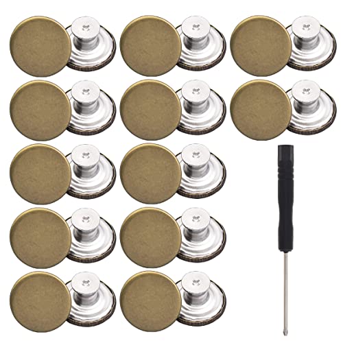 ZningEsxi Hosenknöpfe Pins 12Sets Hosen Spanner Jeans Ersatz Abnehmbare Lose Metall Knöpfe Gewinde Nieten Schrauben Dreher (Bronze) von ZningEsxi