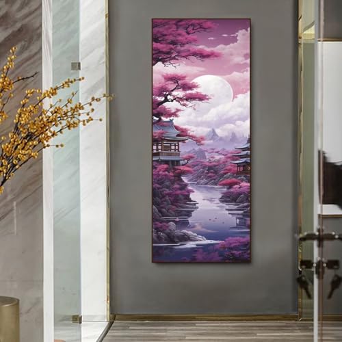 Diamond Painting Erwachsene,Großes XXL 30x90cm/12x36in Japanische Landschaft DIY 5D Diamant Painting Bilder,Full Drill Diamant Malerei Kinder Set,Diamant Kunst Kreuzstich Kits für Home Wand Décor D-44 von Znnegxiia