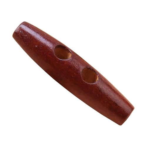 Knebelknöpfe aus Naturholz – Holzhorn, 2 Löcher, Ersatzknöpfe – Olivenform, Holzknebel, Nähschnalle, Basteln, DIY-Kleidungszubehör, braun-rot, 45 mm, 20 Stück von ZoTuoART