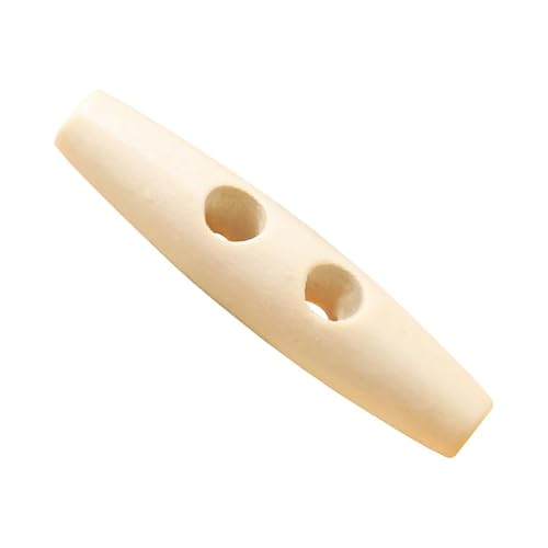 Knebelknöpfe aus Naturholz – Holzhorn, 2 Löcher, Ersatzknöpfe – olivenförmig, Holzknebel, Nähschnalle, Basteln, DIY-Kleidungszubehör, natürlich, 50 mm, 18 Stück von ZoTuoART