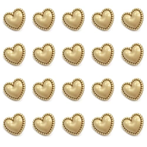 ZoTuoART Chic Haute Couture Metallknöpfe – Herzform Gold Knopf – DIY handgefertigte Kleidung Zubehör Nähen Knöpfe einfacher Vintage Stil 12,5 mm 20 Stück von ZoTuoART