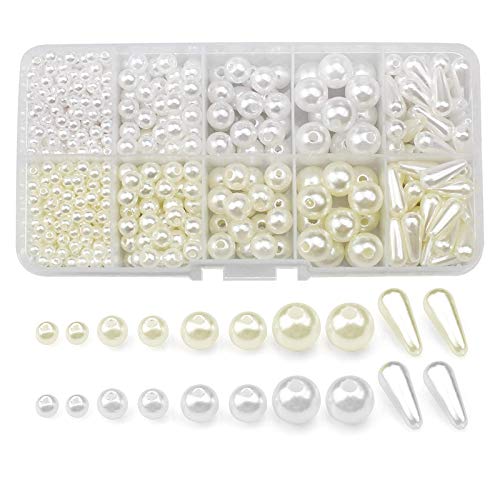 ZoZoMaiy 644 Stücke Beads for Jewellery Making Perlen Weiß Hellgelb Set für DIY SüßWasserperlen Armband Schmuckherstellung, Armbänder, Halsketten, Basteln, Dekoration (∅ 4, 6, 8, 10, 14 mm) von ZoZoMaiy