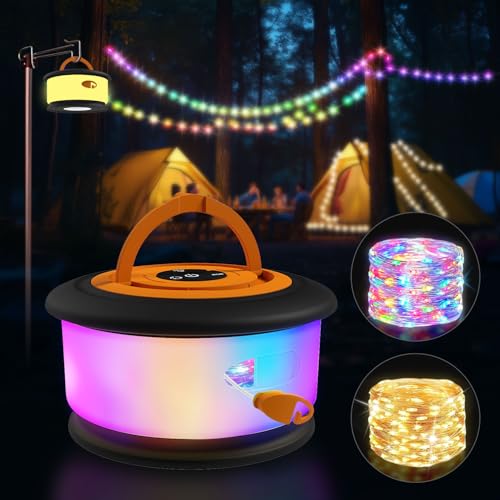 Camping String Lights,2 in 1 Upgraded 32.8FT Rechargeable Tent Lights String with 19 Lighting Modes,Quick Storage Camping Lights，Portable LED Lamp for Bedroom Yard Decor Christmas Camping Essentials von Zocelight