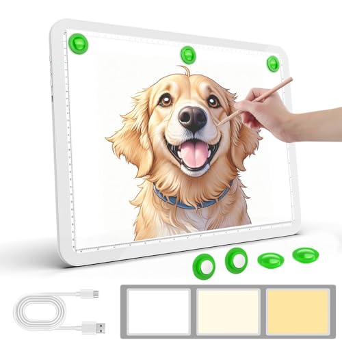 Zocelight Rechargeable A3 Light Box for tracing,Diamond Art Light Board with 4 Magnets,Wireless Light Pad for Diamond Painting,Ultra Bright Light Table for Drawing, Sketching,Animation(White) von Zocelight