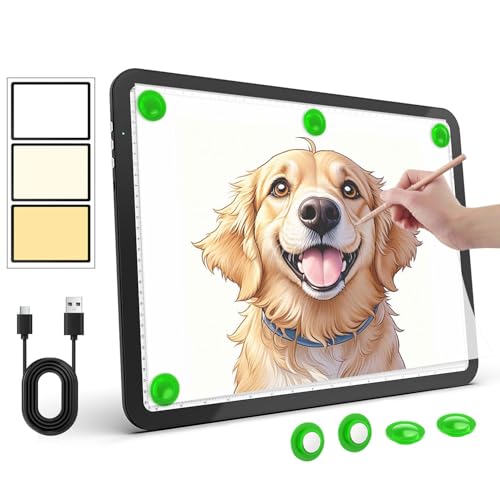 Zocelight Rechargeable A3 Light Box for tracing,Diamond Art Light Board with 4 Magnets,Wireless Light Pad for Diamond Painting,Ultra Bright Light Table for Drawing, Sketching,Animation von Zocelight