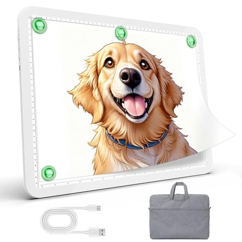 Zocelight Rechargeable A3 Tracing Light Box with Padded Case,Diamond Art Light Board with 4 Magnets,Wireless Light Pad for Diamond Painting,Ultra Bright Light Table for Drawing, Sketching(White) von Zocelight