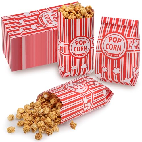 Zocipro 100 Stück Popcorn Tüten, Popcorntüten Kleine Popcorn Bags Popcornloop Tüten Popcorn Box Candy Tüte Papiertüten Partytüte Popcorn Maschinen Zubehör für Popcorn Bars Filmabende (21 * 9 * 6 cm) von Zocipro