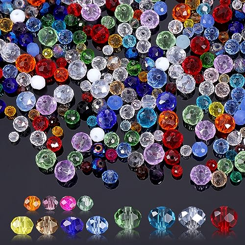 Zocipro 1000 Stück Glasperlen Zum Auffädeln,8mm/6mm/4mm Bunte Facettierte Perlen Set mit Aufbewahrungsbox,Glitzerperlen für DIY Schmuckherstellung Armbänder Halskette Handwerk,12 Farben von Zocipro