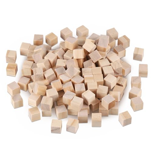 Zocipro 140 Stück Holzwürfel 10x10x10mm, Holz Würfel Kleine, Holzblöcke zum Basteln für DIY Malen Handwerk Dekoration Zahlen von Zocipro