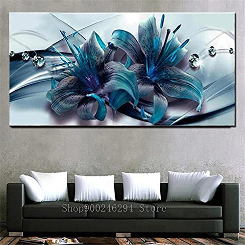 Diamond Painting groß Voll Abstrakte blaue Blume 5D Diamant Painting Bilder Erwachsene, Diamant Painting Bilder Kinder,Daiments Painting Set,Anfänger Diamantmalerei, DIY Painting 40x80cm,16x32in von Zocunzi