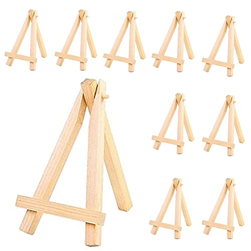 ZoeTekway 10er-Pack Mini-Staffelei aus Holz, kleine dreieckige Staffelei aus Holz für Display, Tischdekoration, Namensschild, Malhandwerk von ZoeTekway