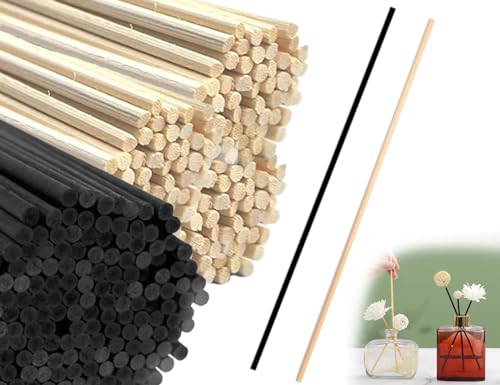 ZoeTekway 60 Stück Duftstäbchen,Peddigrohr Staken,Flechtmaterial RaumduftRattanstäbchen,Ersatz Stäbchen Aroma Diffuser,Reed Diffuser Sticks,für im Home Office Hotel Spa(Holzfarbe und Schwarz) von ZoeTekway