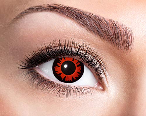 Eyecatcher 84078841-734 - Farbige Kontaktlinsen, 1 Paar, für 12 Monate, Rot, Schwarz, Karneval, Fasching, Halloween von Zoelibat