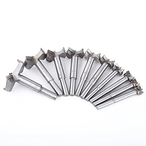 10 pcs 14-50mm Forstner Drill Bit Set, Cemented carbide Flat Wood Drilling Woodworking Hole Cutting Tool for Hardwood, Softwood, Plastic, Plywood von Zoeyilan