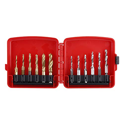 12 pcs Metric Thread, Drill Tap Set, M3-M10 Hex Shank Plated HSS Screw Thread Metric & Inch Tap Drill Bits von Zoeyilan