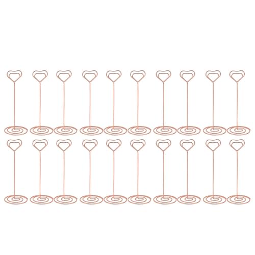 20 Stück Tischnummernhalter, Tischkartenhalter, herzförmige Fotohalter aus Eisen für Tische, Kartenständer, Namensmenü-Clips, für Hochzeitsaufsätze, Jubiläumsfeiern, 12 cm (Rose Gold) von Zoeyilan