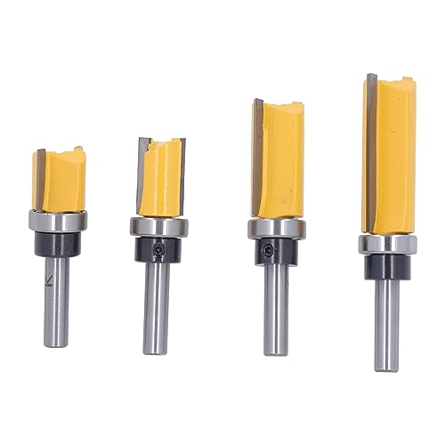 4 PcsFlush Trim Router Bit, Shank Carbide Corner Rounding Router Bit, Round Shank Trimming Cutting Cutter Tool, C45 Steel, Suitable for Cutting Woodworking von Zoeyilan